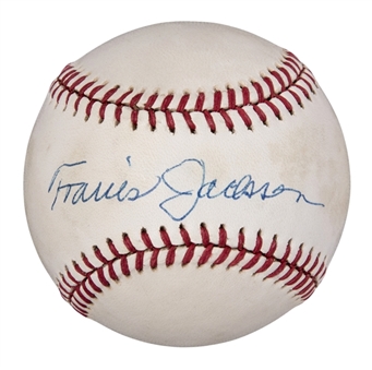 Travis Jackson Single Signed ONL Feeney Baseball (Beckett)